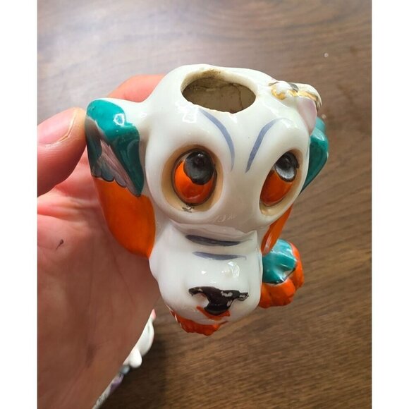 Vintage Ceramic Dog Figurine With Orange & Teal Accents - Picture 16 of 16